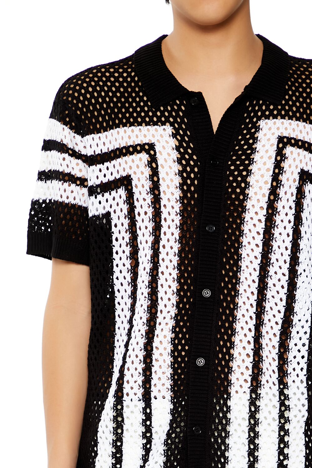 Striped Crochet Polo Shirt-Feelings Star