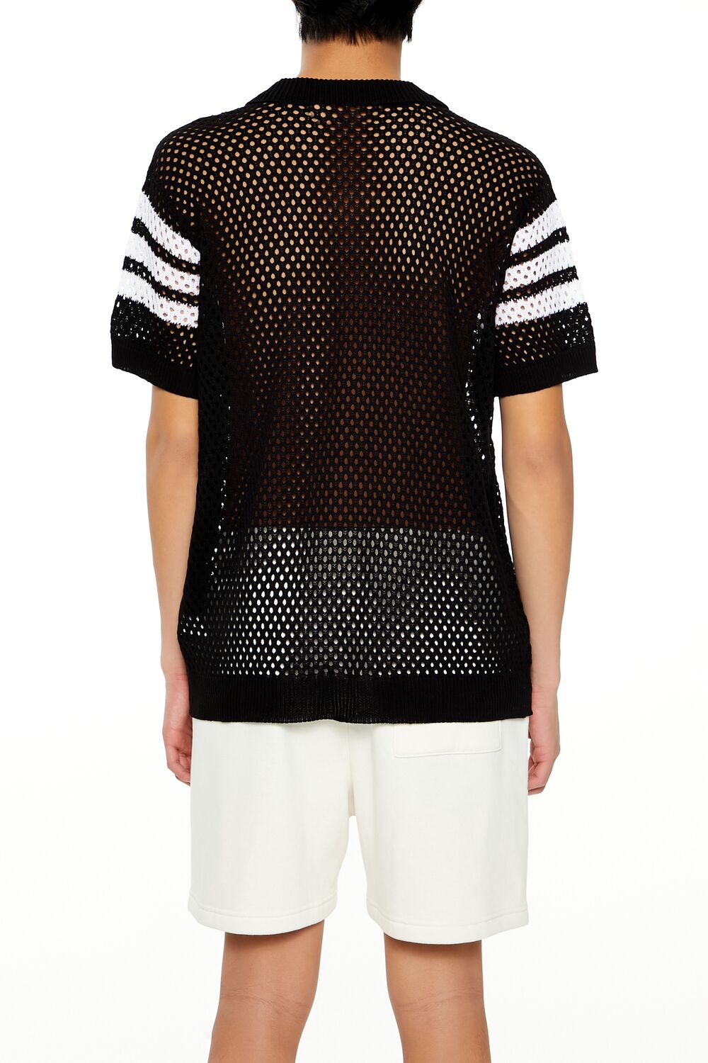 Striped Crochet Polo Shirt-Feelings Star