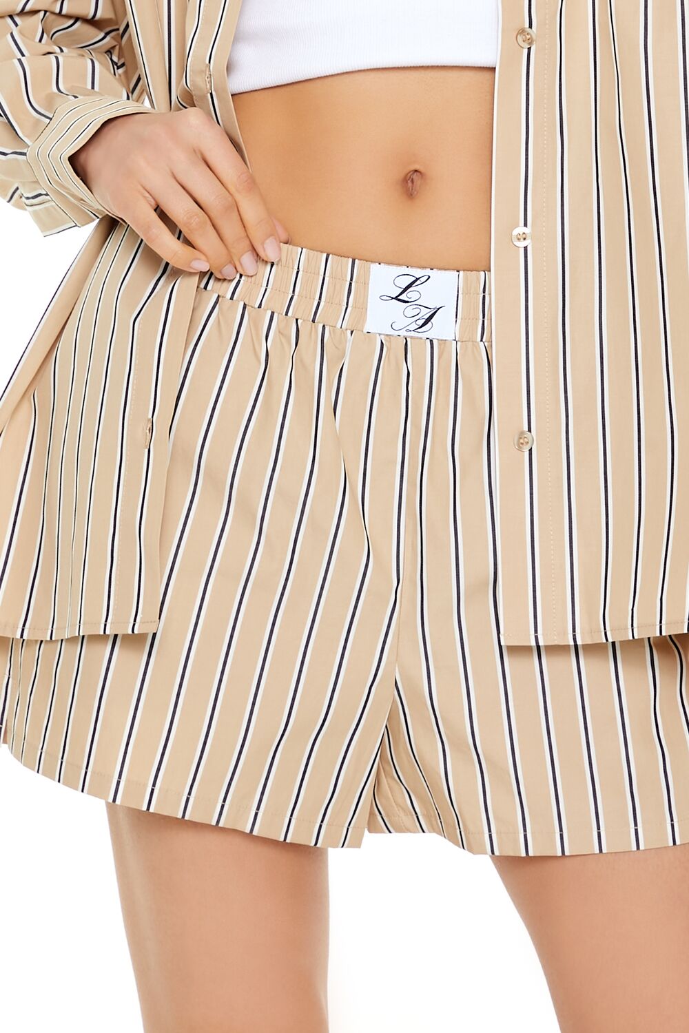 Striped Poplin Shorts-Feelings Star