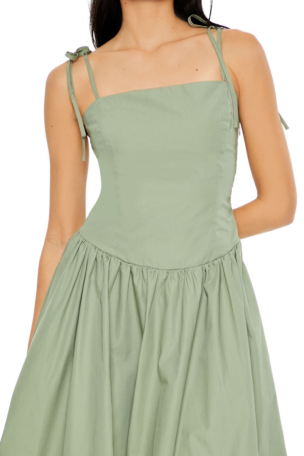 Bubble-Hem Tie-Strap Midi Dress-Feelings Star