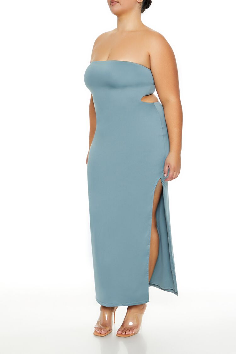 Plus Size Cutout Maxi Tube Dress-Feelings Star