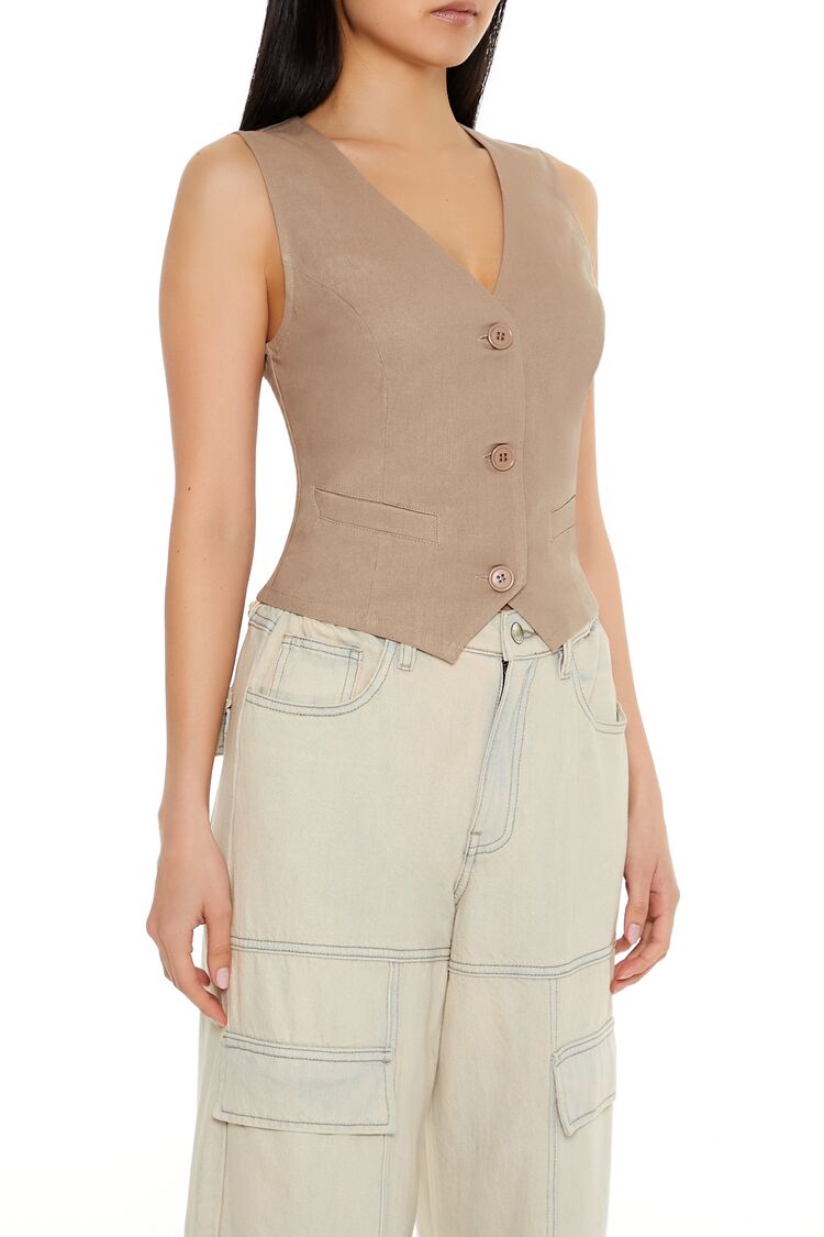 V-Neck Cropped Hem Vest-Feelings Star