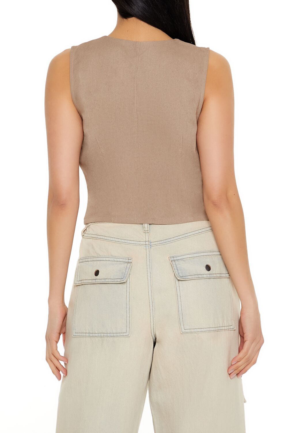 V-Neck Cropped Hem Vest-Feelings Star