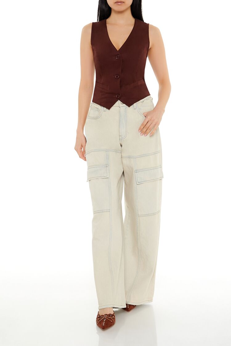 V-Neck Cropped Hem Vest-Feelings Star