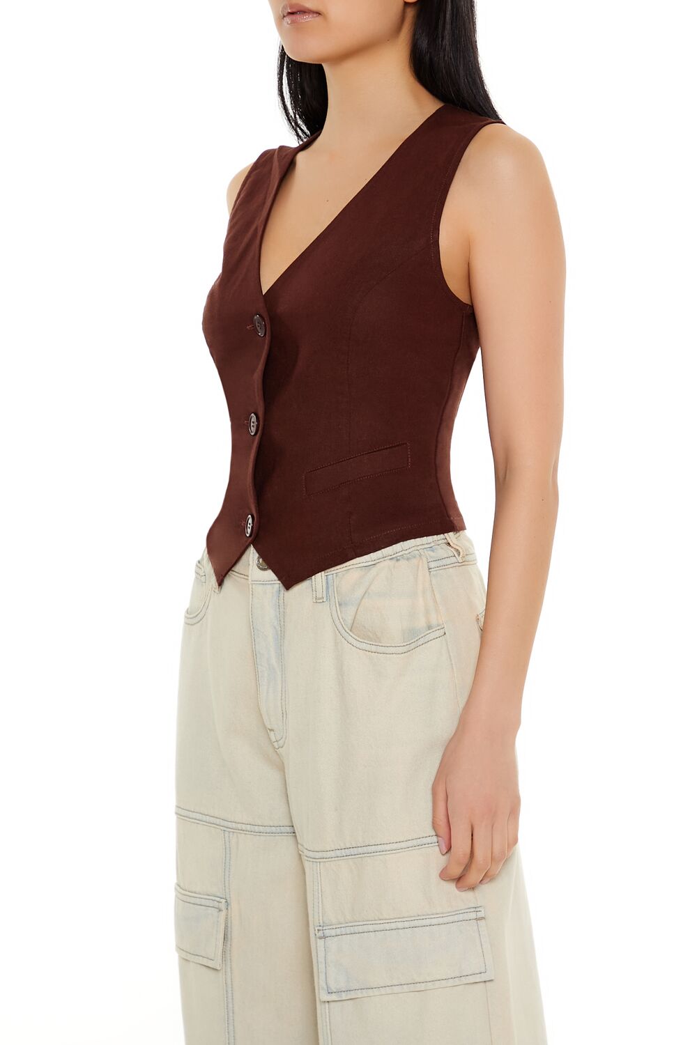 V-Neck Cropped Hem Vest-Feelings Star