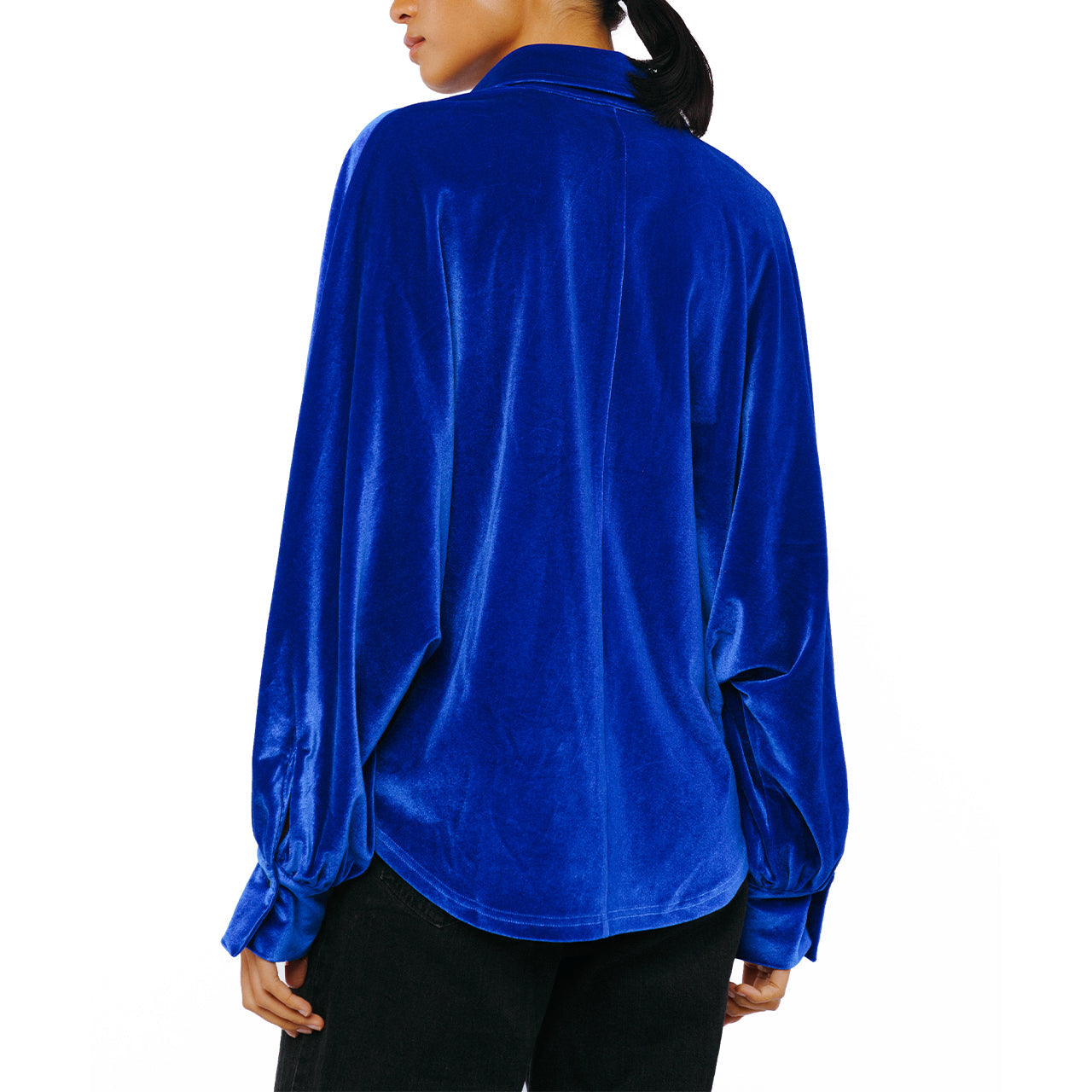 Amira Oversized Button Down Velvet Top-Feelings Star