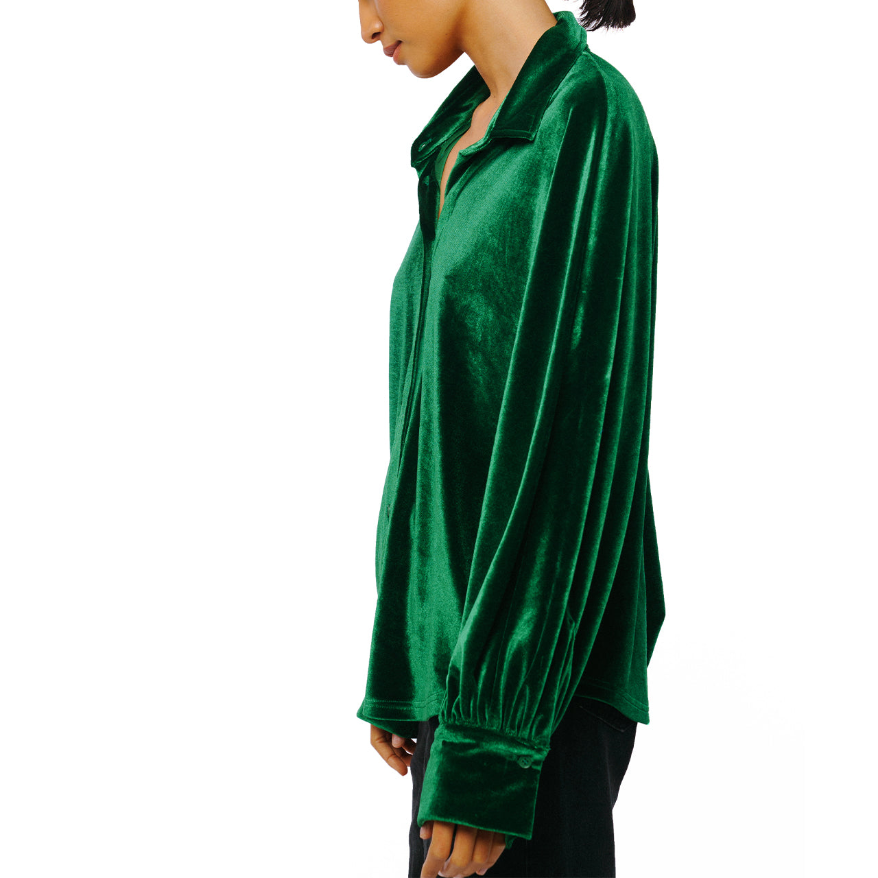 Amira Oversized Button Down Velvet Top-Feelings Star