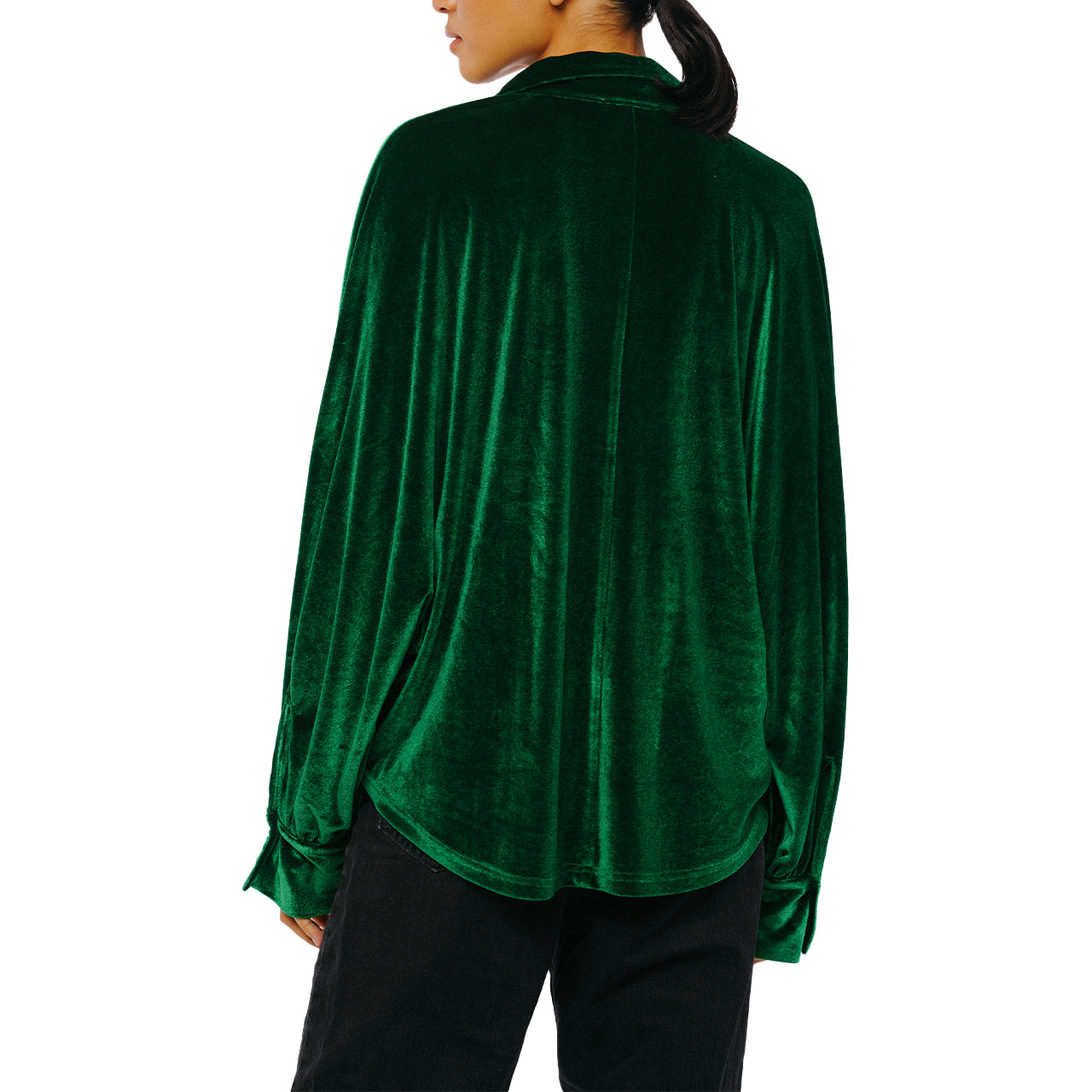 Amira Oversized Button Down Velvet Top-Feelings Star