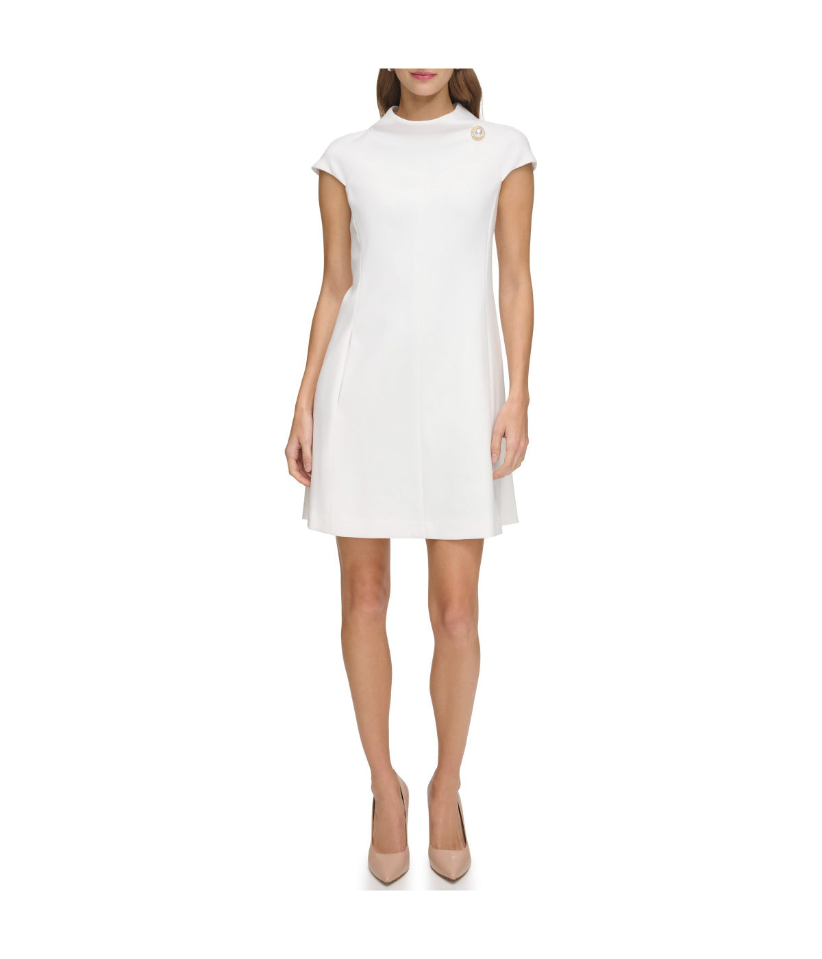 Cap Sleeve Roll Neck Shift Ivory-Feelings Star