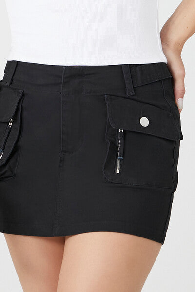Twill Cargo Mini Skirt-Feelings Star