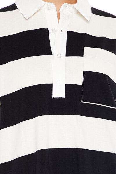 Striped Polo Shirt Dress-Feelings Star