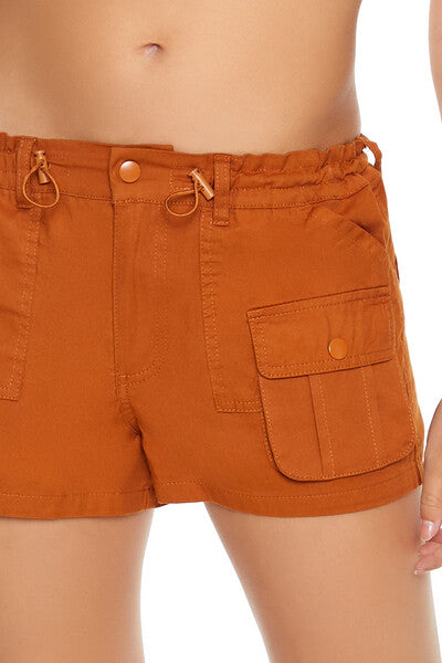 Twill Drawstring Cargo Shorts-Feelings Star