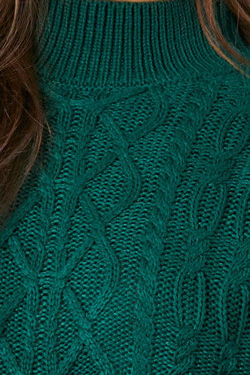 Cable Knit Mock Neck Sweater-Feelings Star