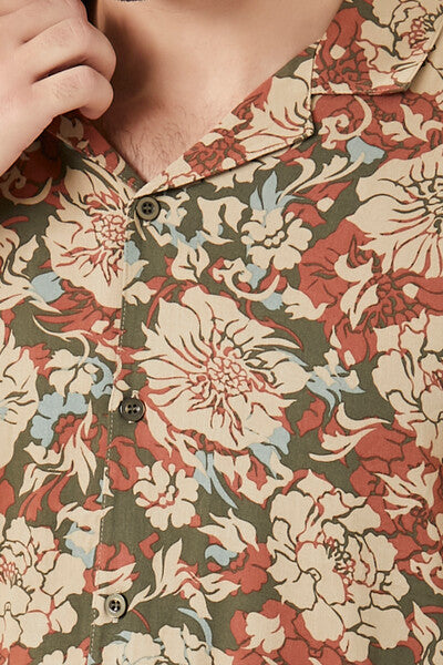Twill Floral Print Shirt-Feelings Star