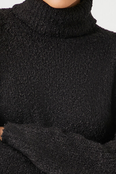 Turtleneck Mini Sweater Dress-Feelings Star