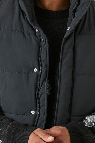 Unisex Funnel Neck Puffer Vest-Feelings Star