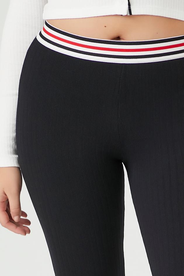 Striped High-Rise Leggings-Feelings Star