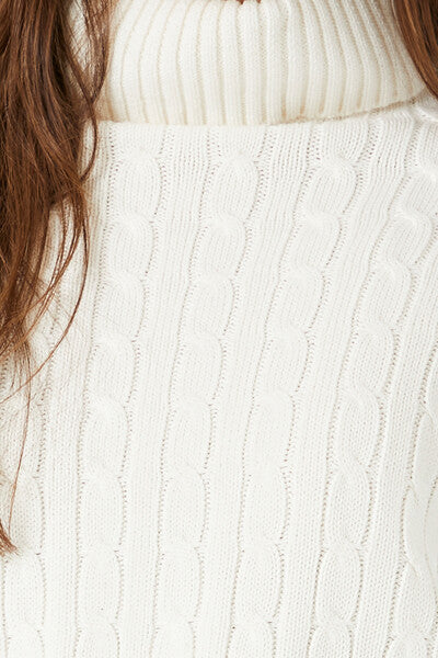 Cable Knit Turtleneck Cropped Sweater-Feelings Star