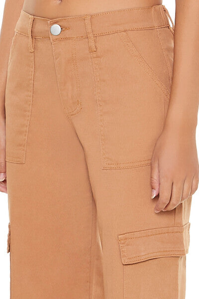 Twill Low-Rise Cargo Pants-Feelings Star