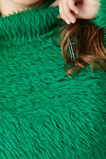 Plus Size Faux Fur Mini Sweater Dress-Feelings Star