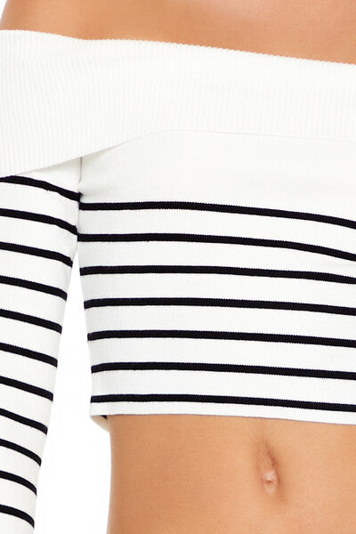 Striped Off-the-Shoulder Sweater-Feelings Star