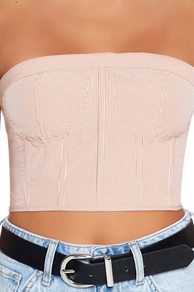 Striped Tube Crop Top-Feelings Star