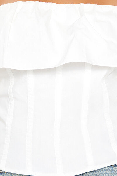 Poplin Flounce Tube Top-Feelings Star