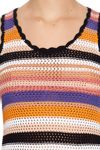 Striped Crochet Mini Tank Dress-Feelings Star