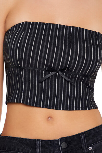 Striped Bow Tube Top-Feelings Star