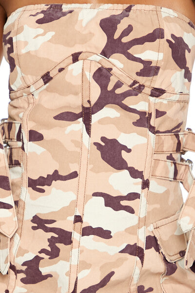 Camo Bustier Tube Mini Dress-Feelings Star
