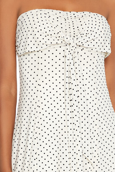 Strapless Polka Dot Mini Dress-Feelings Star