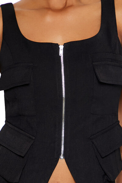 Cargo Split-Hem Crop Top-Feelings Star