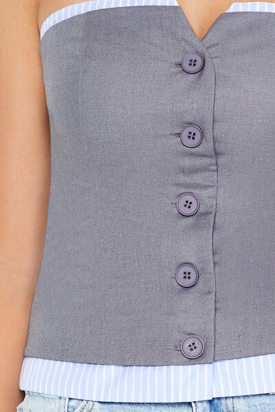 Striped-Trim Tube Top-Feelings Star