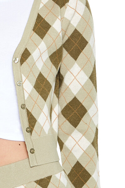 Argyle Cardigan Sweater-Feelings Star