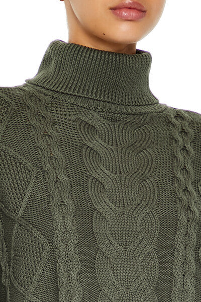 Cable Knit Turtleneck Sweater-Feelings Star