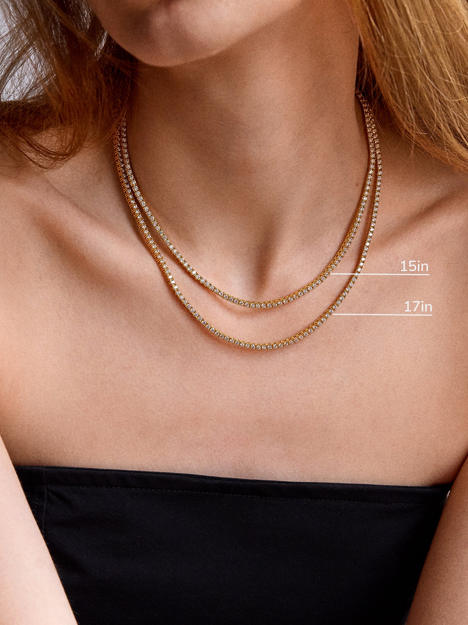 Billie 18K Gold Tennis Necklace - 18K Gold Plated Sterling Silver-Blues Comming