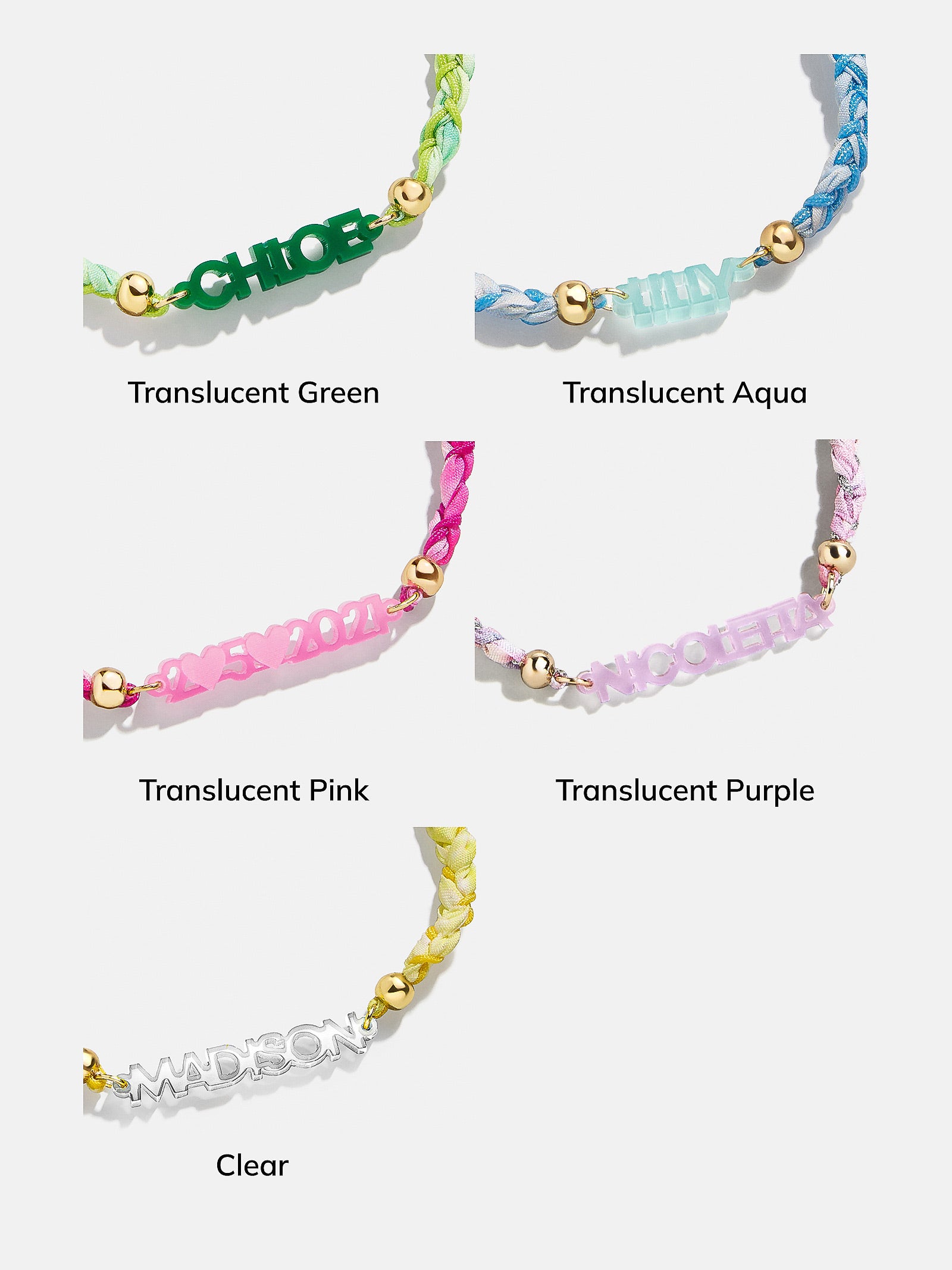 Acrylic Kids' Custom Nameplate Bracelet - Translucent Green-Blues Comming