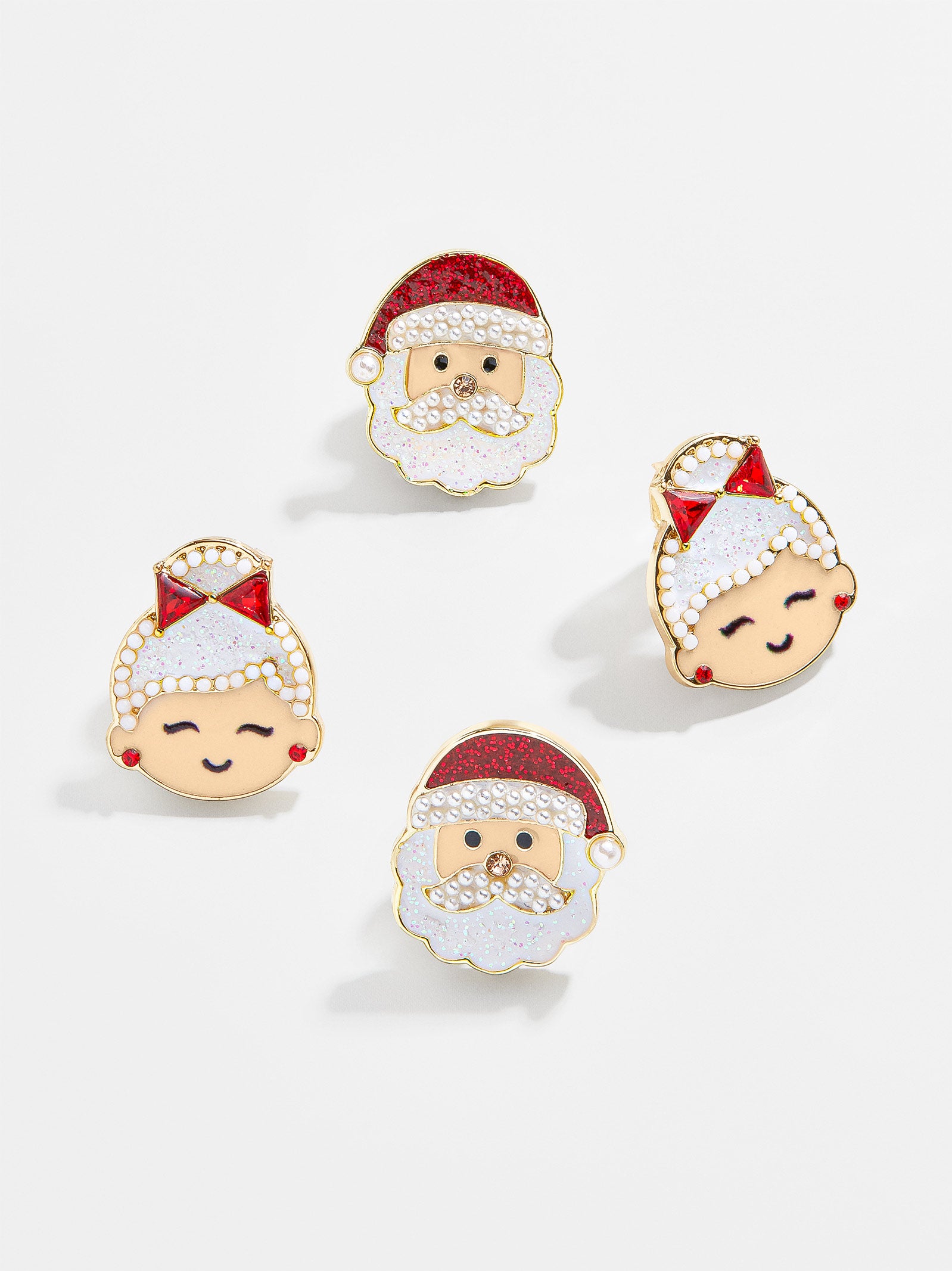 Mr. & Mrs. Claus Kids' Clip-On Earring Set - Red/White-Blues Comming