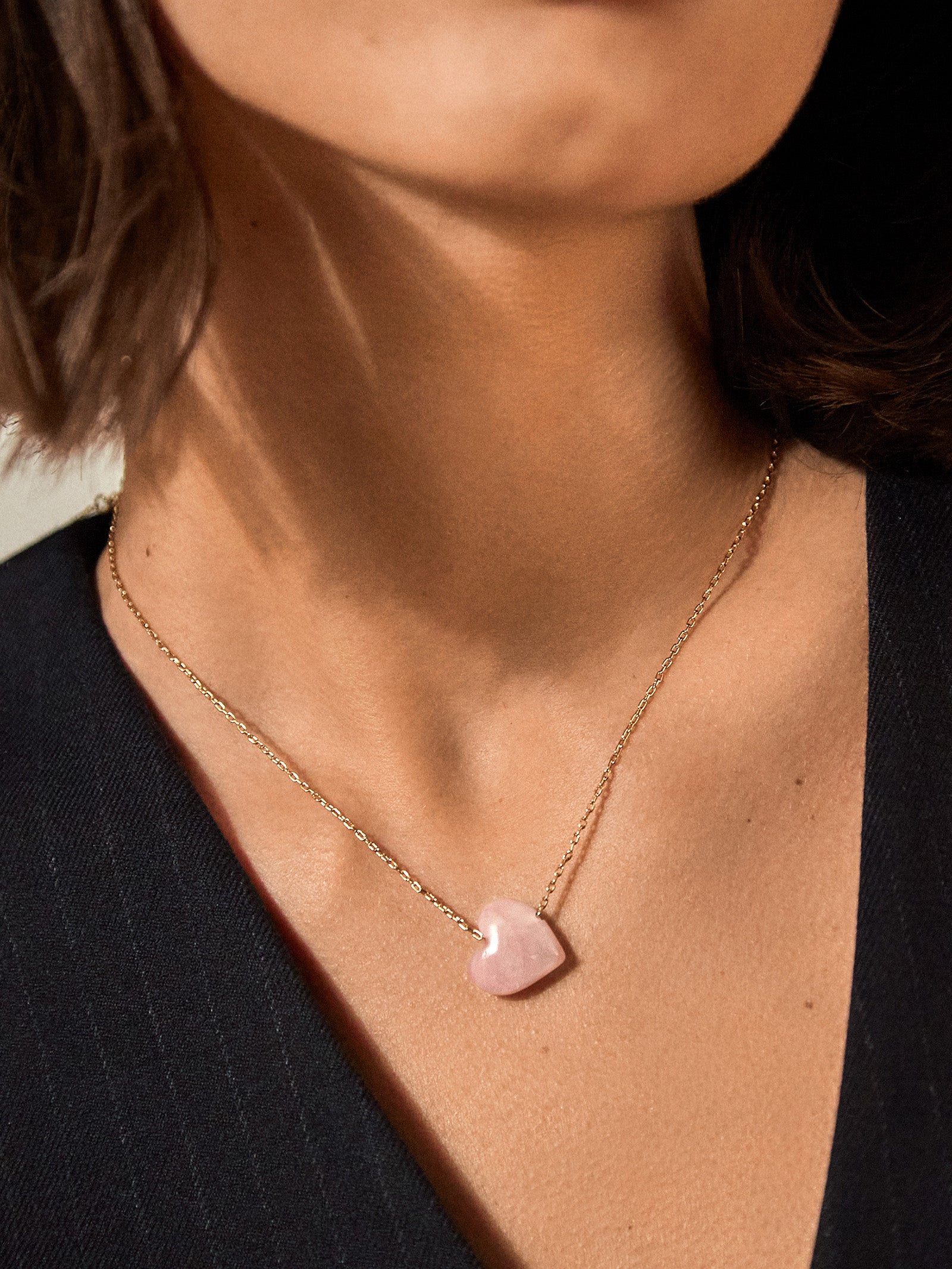 Juno Rose Quartz Necklace - Rose Quartz Stone-Blues Comming