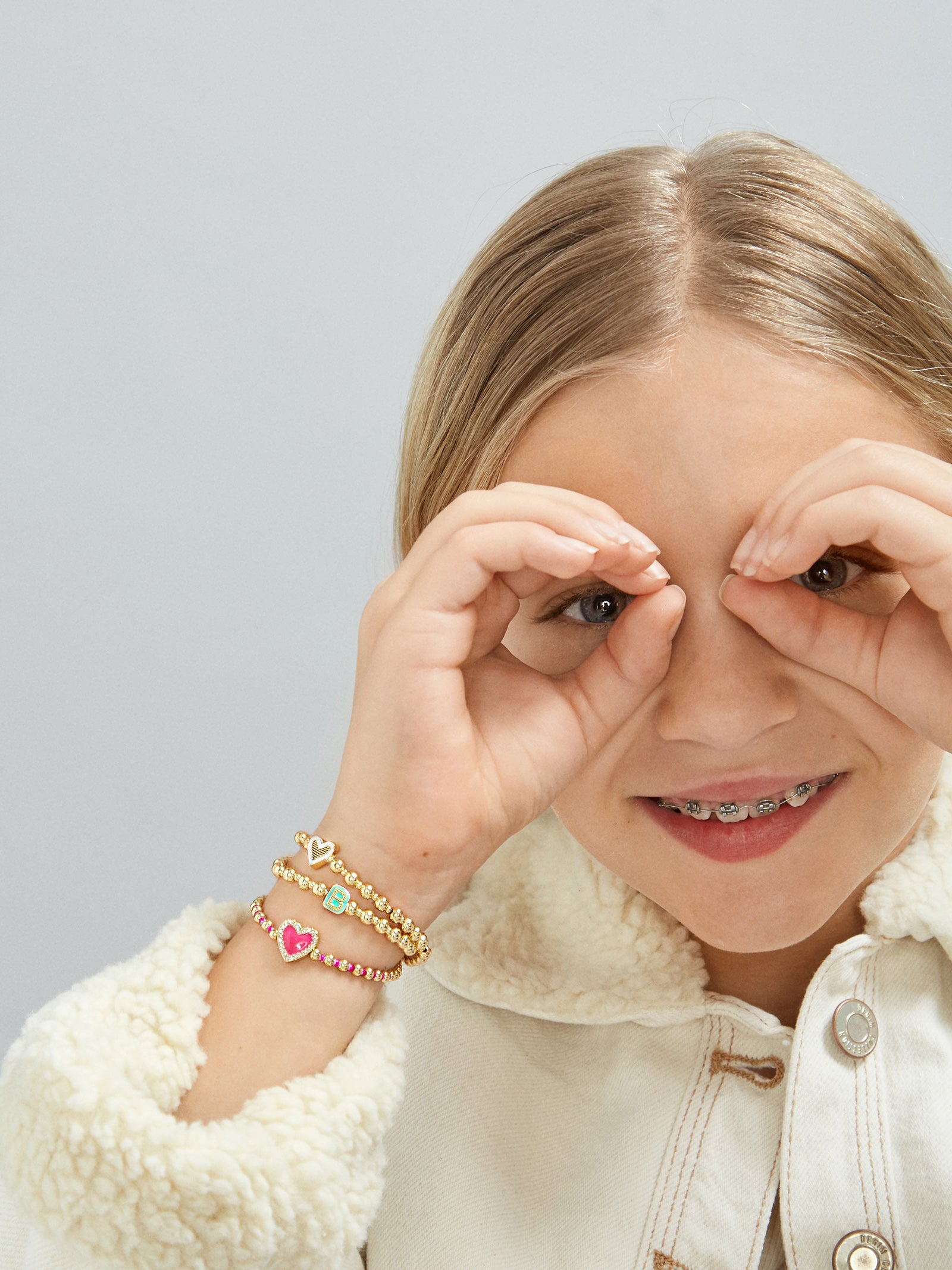 Initial & Heart Kids' Pisa Bracelet Set - Gold-Blues Comming