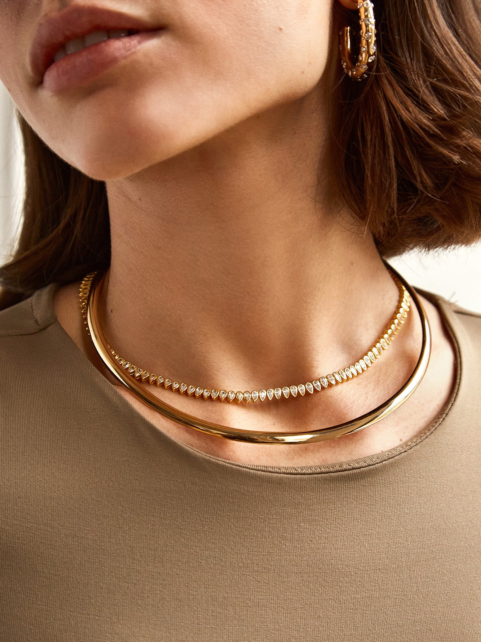 Julia 18K Gold Adjustable Tennis Necklace - Gold/Pavé-Blues Comming