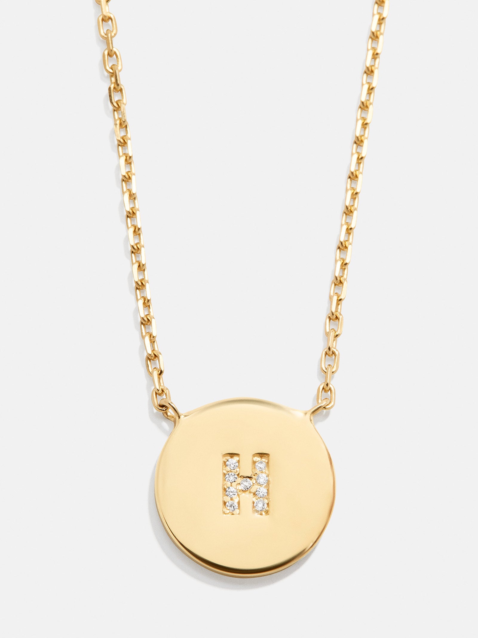 Disc 18K Gold Custom Initial Necklace - Gold/Pavé-Blues Comming