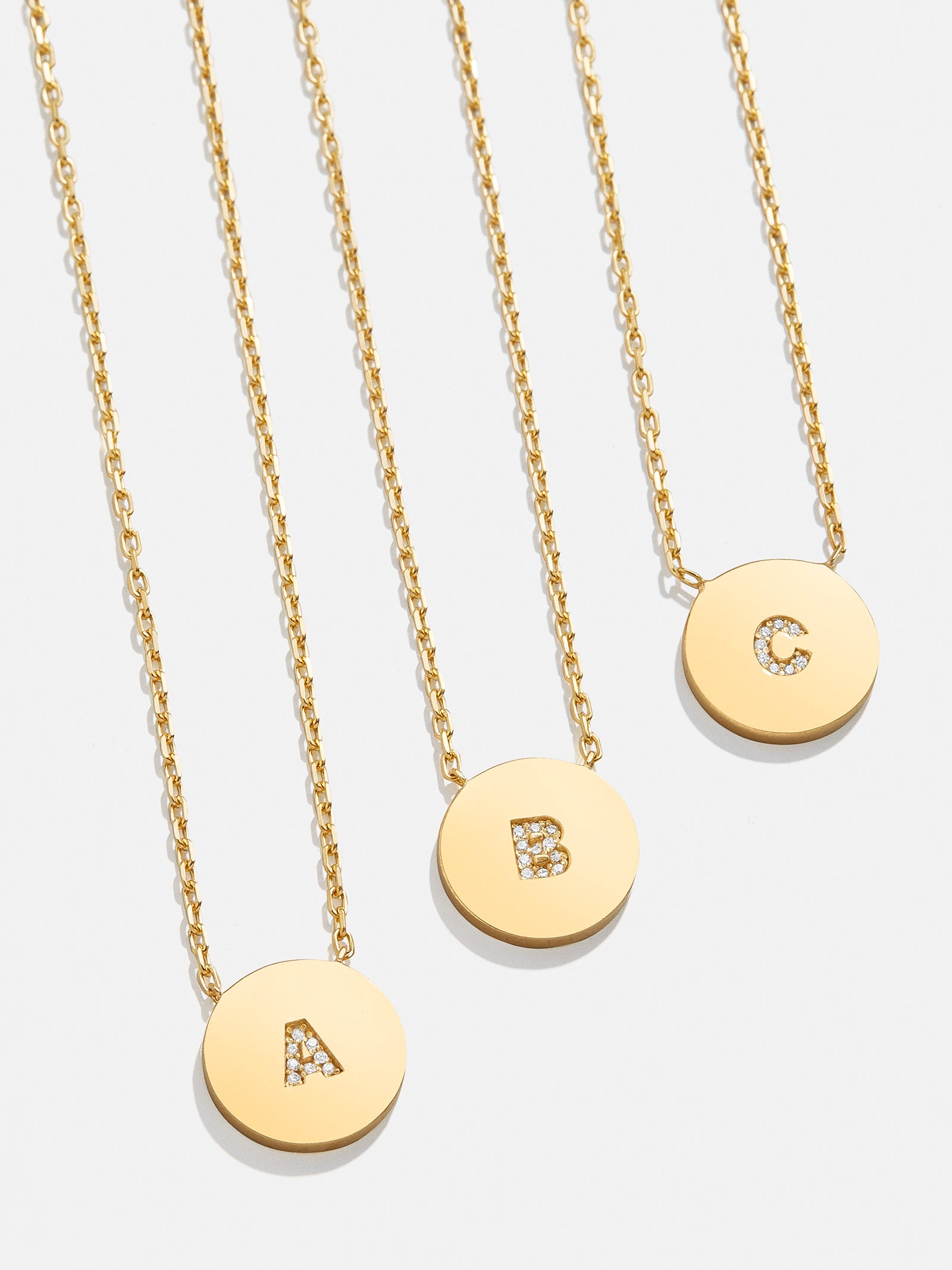 Disc 18K Gold Custom Initial Necklace - Gold/Pavé-Blues Comming