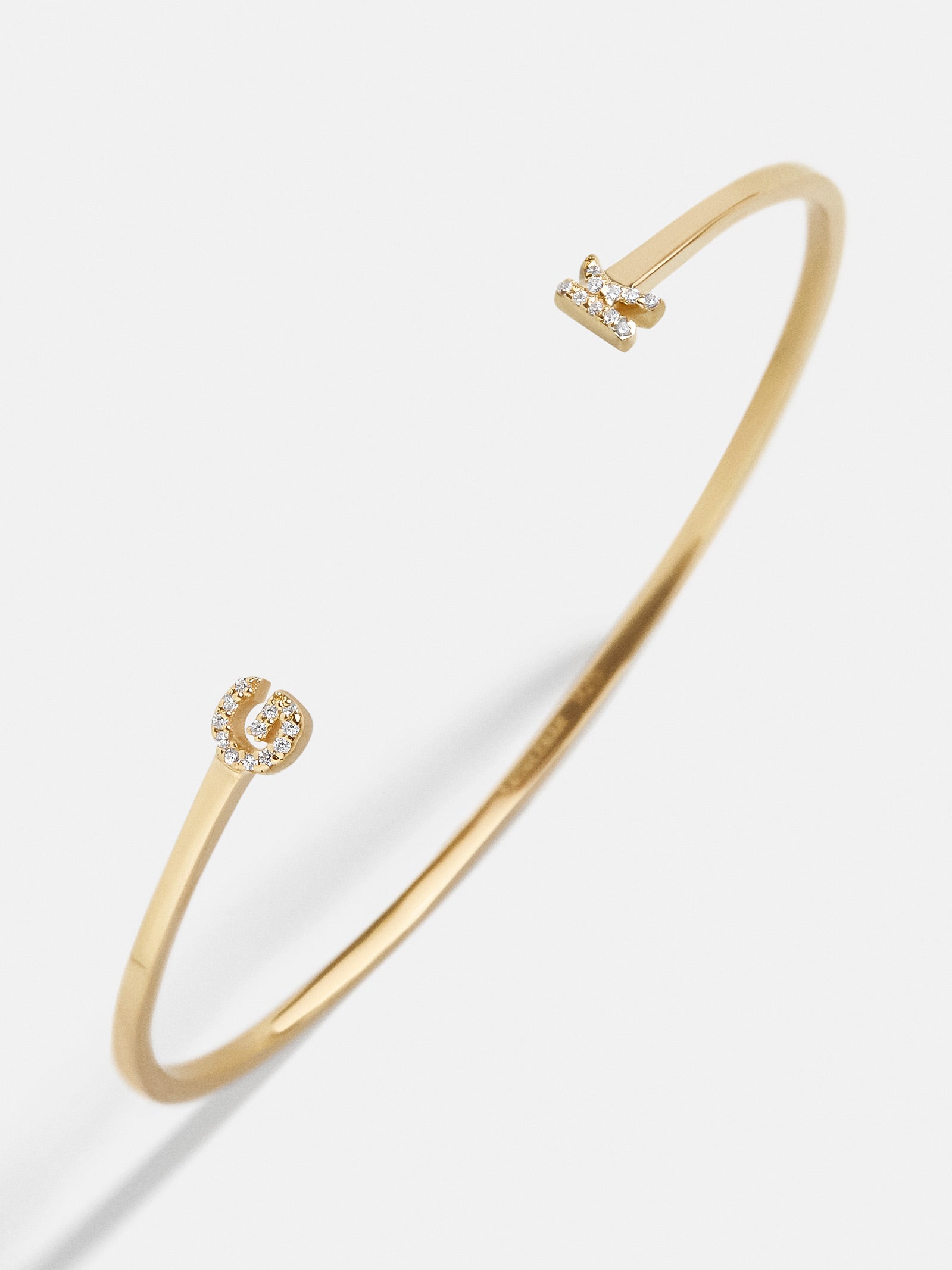 18K Gold Double Initial Custom Cuff Bracelet - Gold/Pavé-Blues Comming