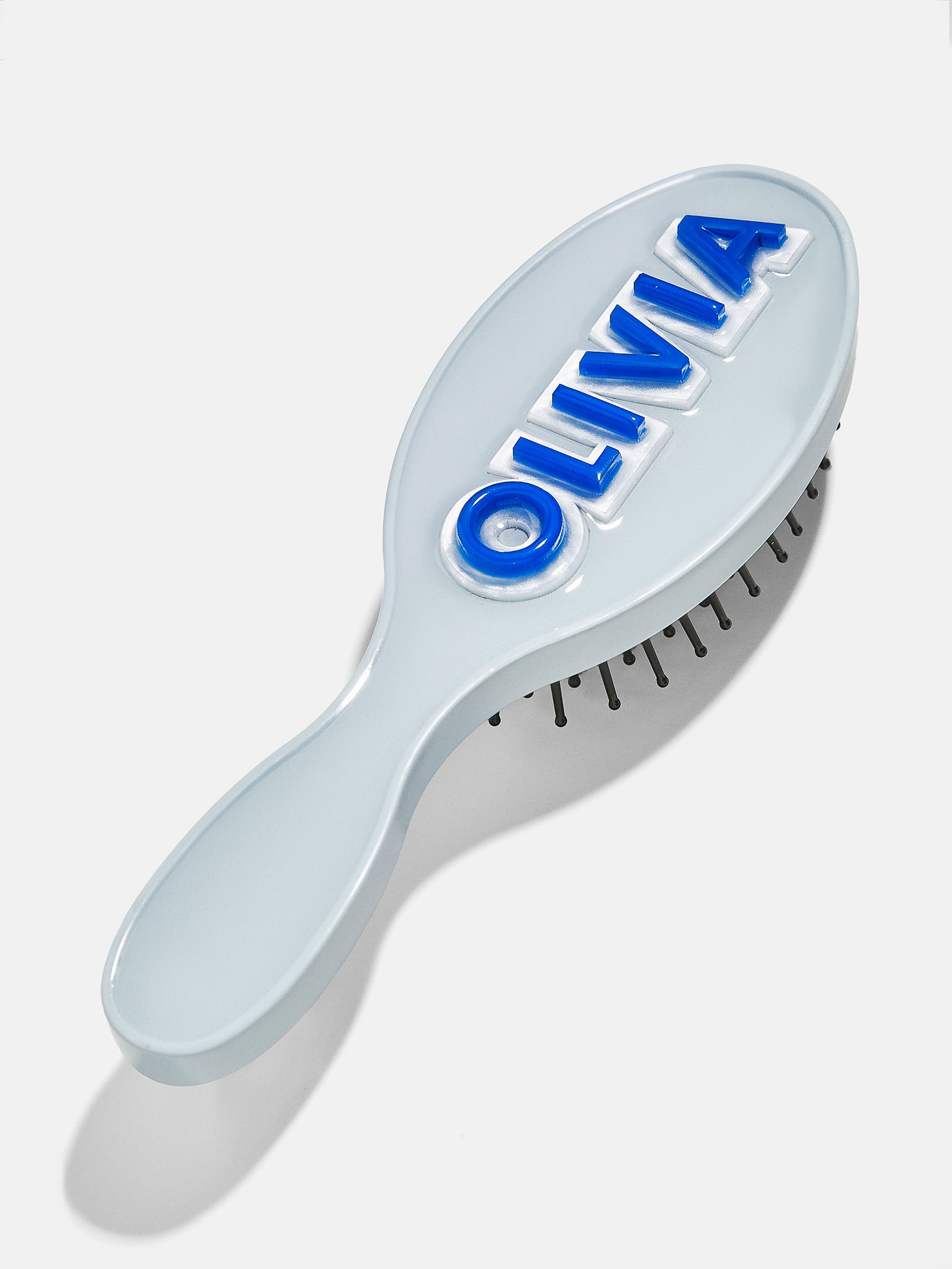 Mini Block Font Custom Hair Brush - Pale Blue/Cobalt Blue-Blues Comming