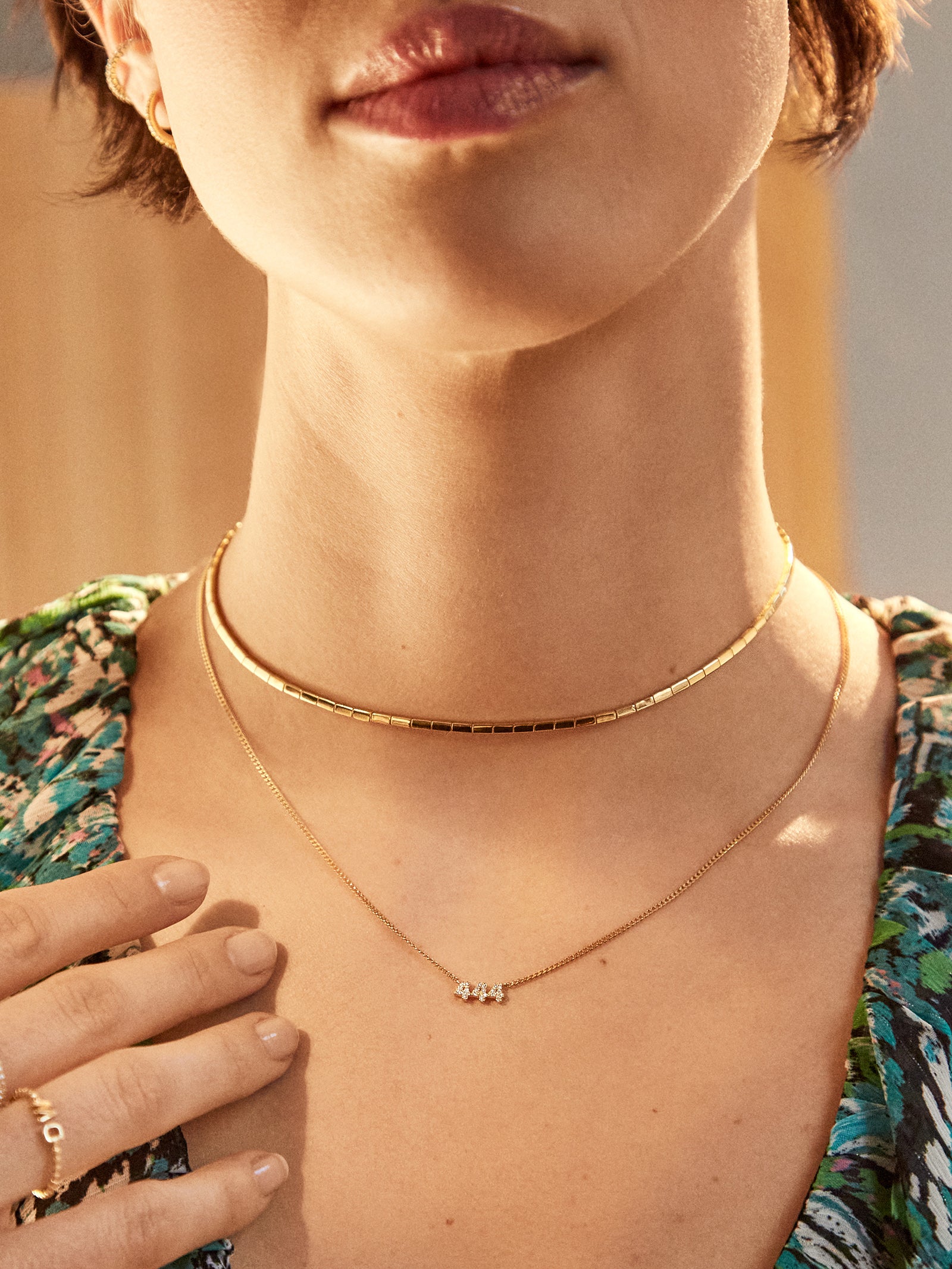 18K Gold Angel Number Custom Nameplate Necklace - Gold-Blues Comming