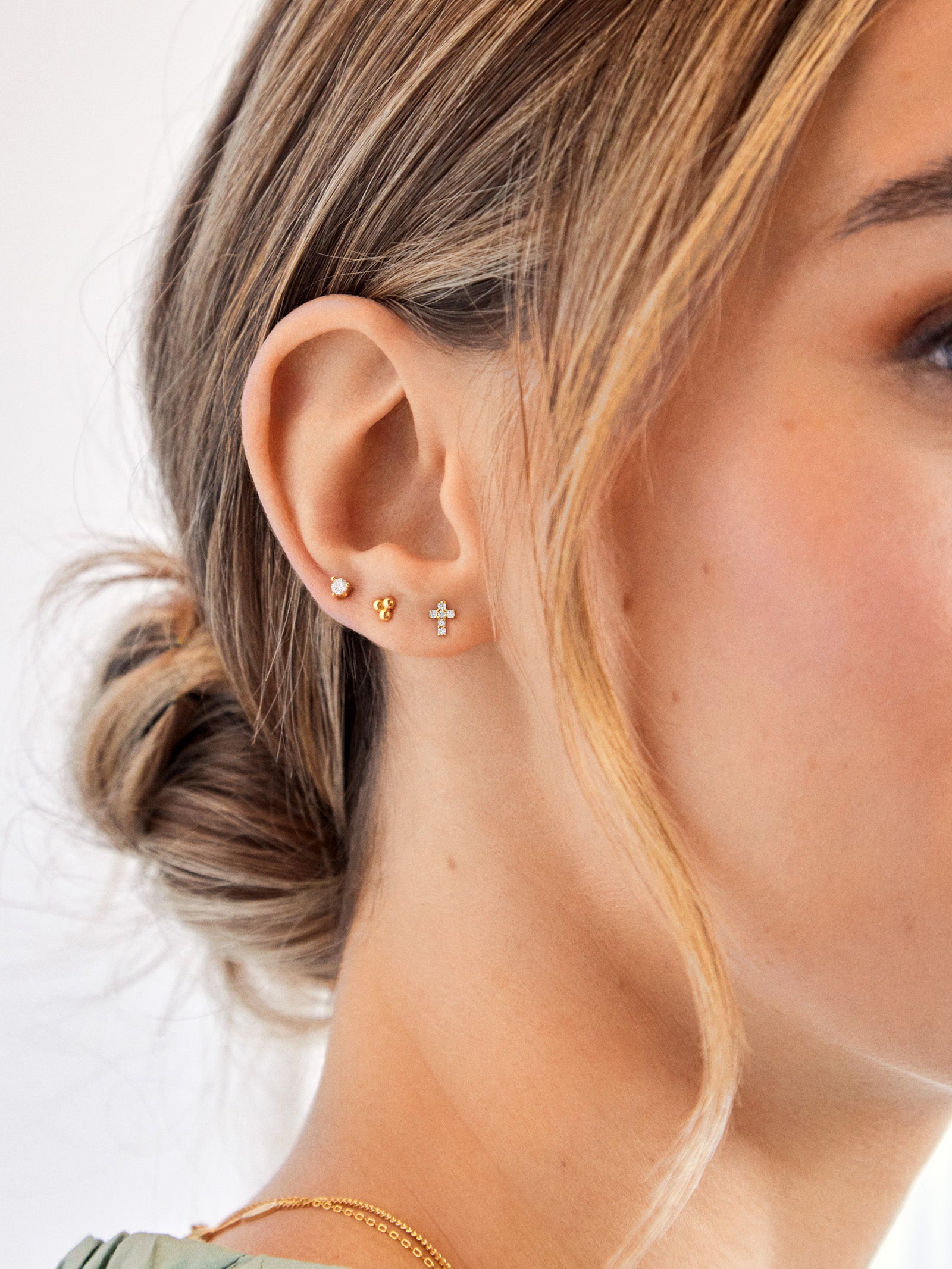 Christina 18K Gold Earrings - Pavé Cross-Blues Comming