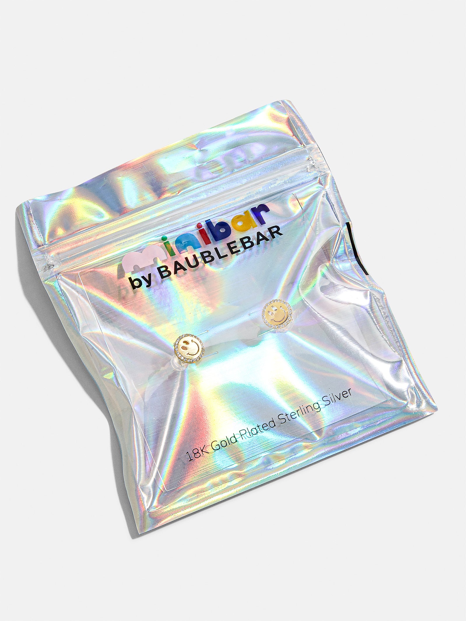 All Smiles 18K Gold Kids' Earrings - Pavé Smiley-Blues Comming