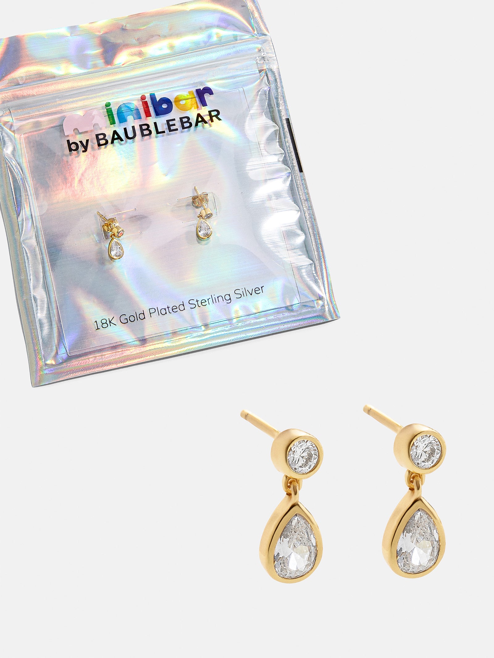 Dare to Dazzle 18K Gold Kids' Earrings - Clear-Blues Comming