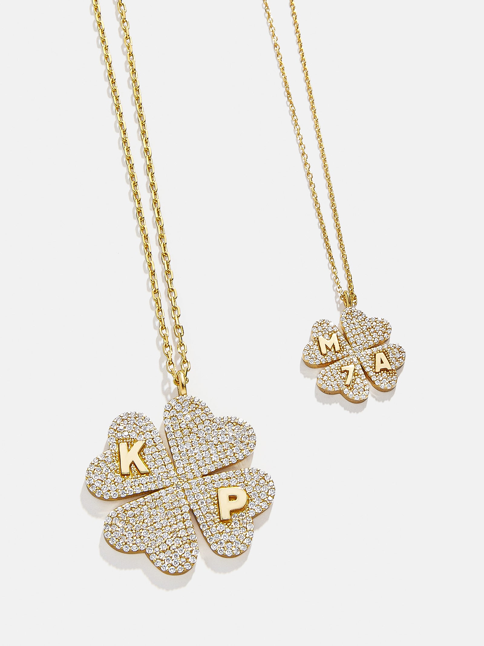 Clover 18K Gold Custom Pendant Necklace - 18K Gold. Pavé Cubic Zirconia Stones-Blues Comming